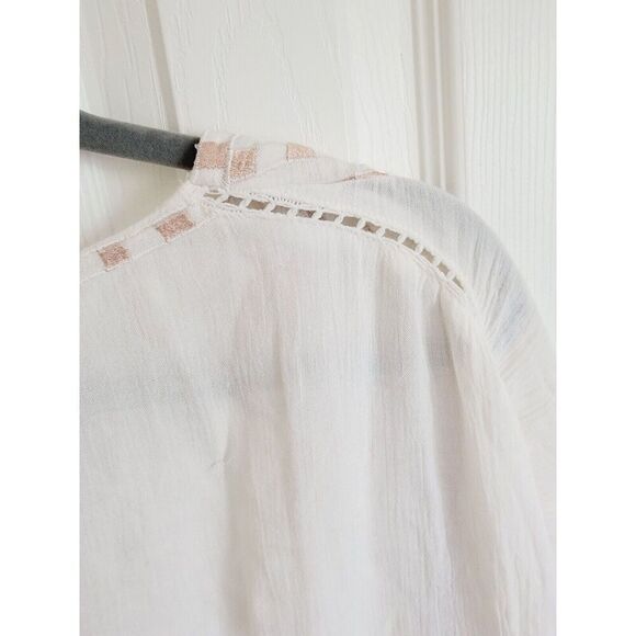 Chico's S/M Embroidered Poncho Top Boho Flowy Cream Size 8-10 Beaded - Picture 10 of 10